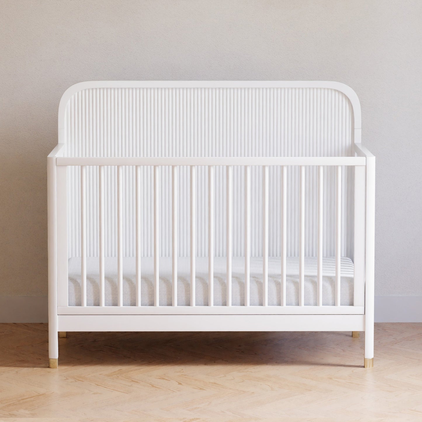 Namesake Cribs Warm White Namesake Brimsley Tambour 4-in-1 Convertible Crib