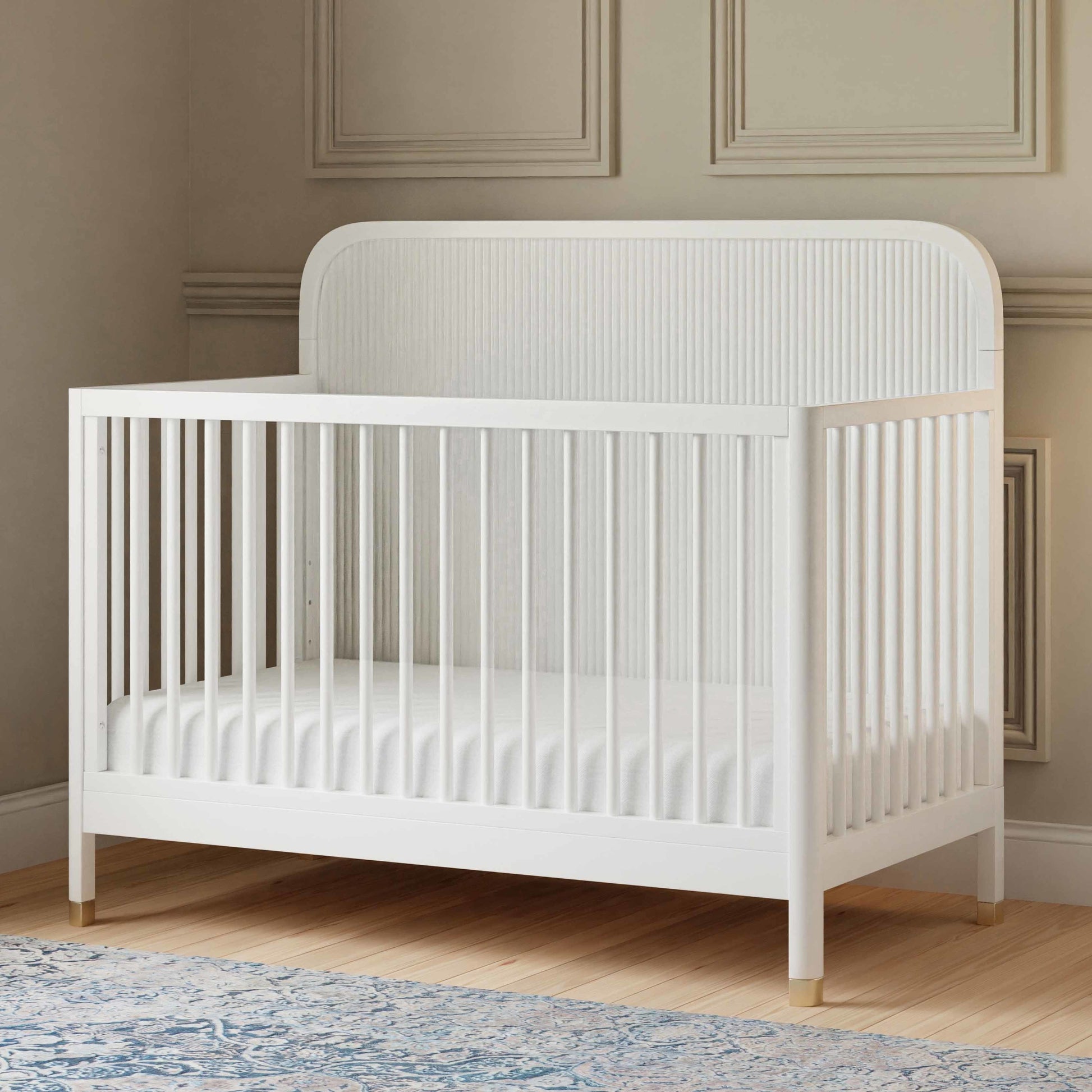 Namesake Cribs Warm White Namesake Brimsley Tambour 4-in-1 Convertible Crib