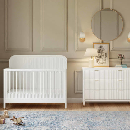Namesake Cribs Warm White Namesake Brimsley Tambour 4-in-1 Convertible Crib