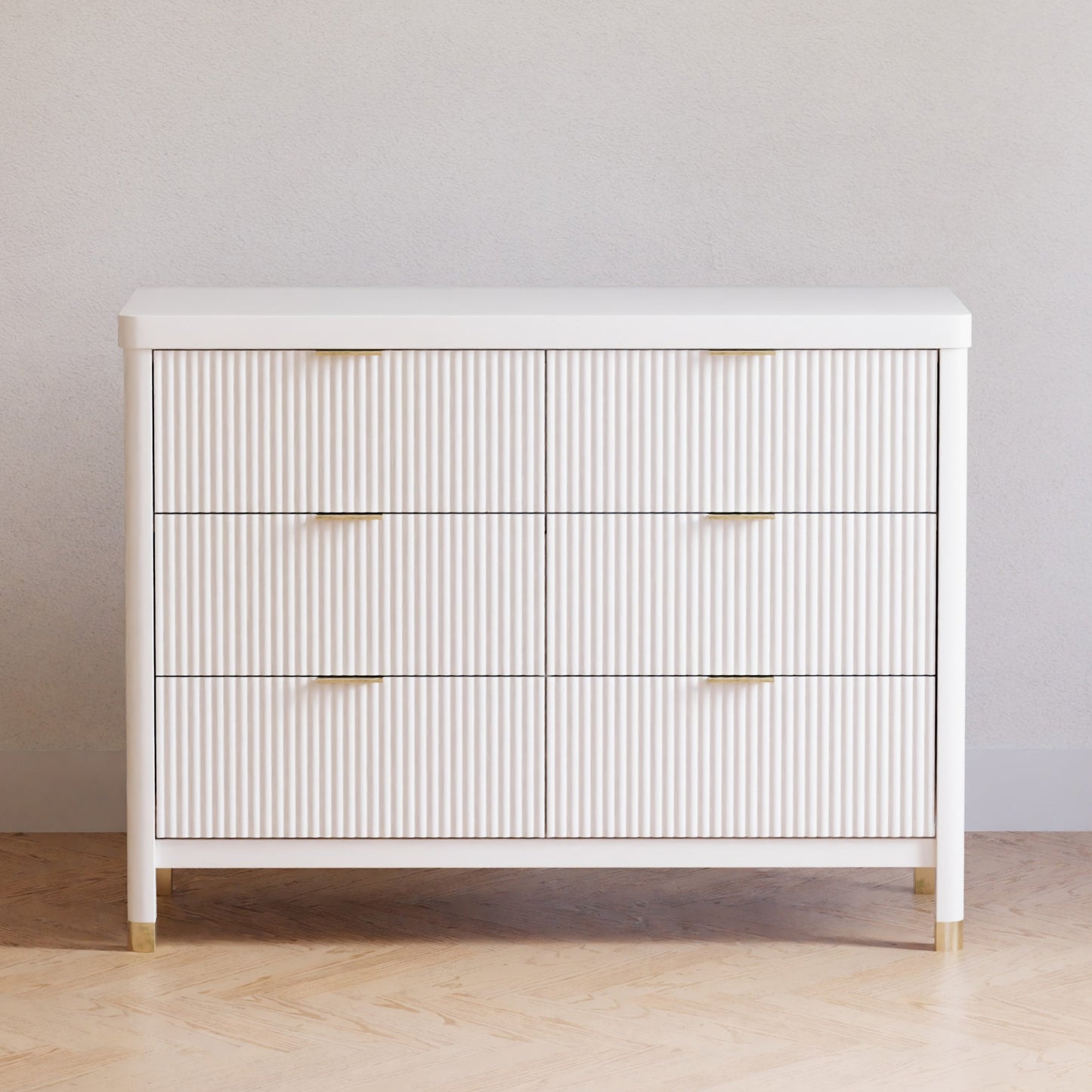Namesake Dressers Warm White Namesake Brimsley Tambour 6-Drawer Dresser