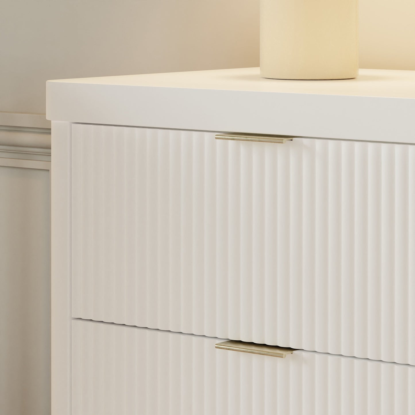 Namesake Dressers Warm White Namesake Brimsley Tambour 6-Drawer Dresser
