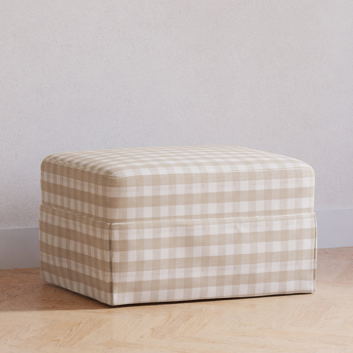 Namesake Ottomans Tan Gingham Namesake Crawford Gliding Ottoman