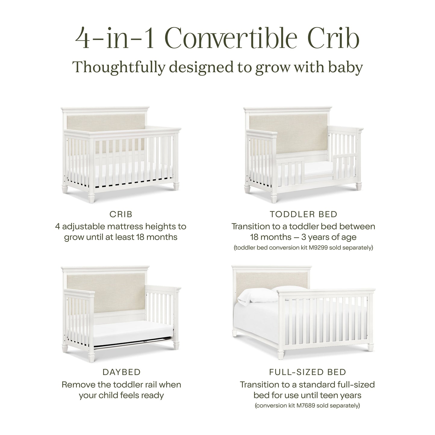 Namesake Cribs Warm White Namesake Darlington 4-in-1 Convertible Crib