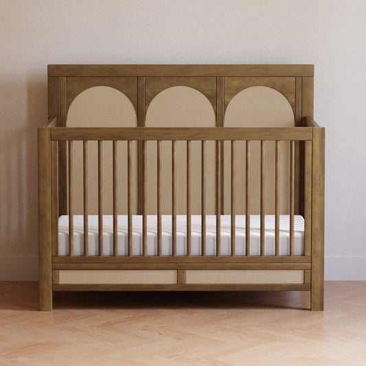 Namesake Cribs Natural Walnut & Performance Sand Eco-Weave Namesake Eloise 4-in-1 Convertible Crib