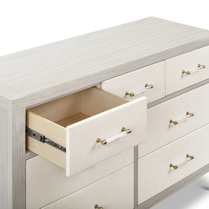 Namesake Eloise 7-Drawer Assembled Dresser in White Driftwood and Performance Pearl Eco-Weave