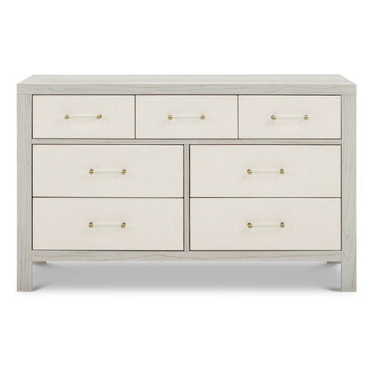 Namesake Eloise 7-Drawer Assembled Dresser in White Driftwood and Performance Pearl Eco-Weave