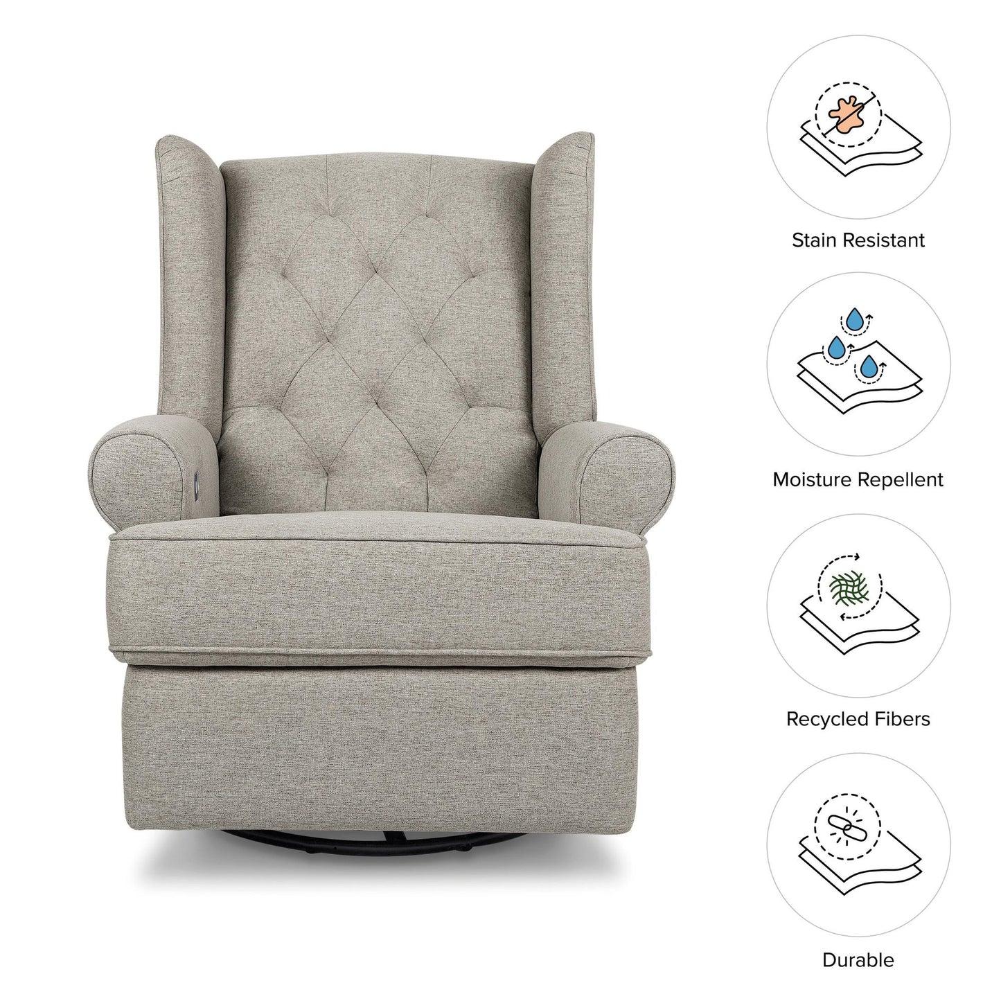 NamesakeNamesake Harbour Electronic Recliner and Swivel Glider in Eco-Performance Fabric with USB port | Water Repellent & Stain ResistantBabysupermarket