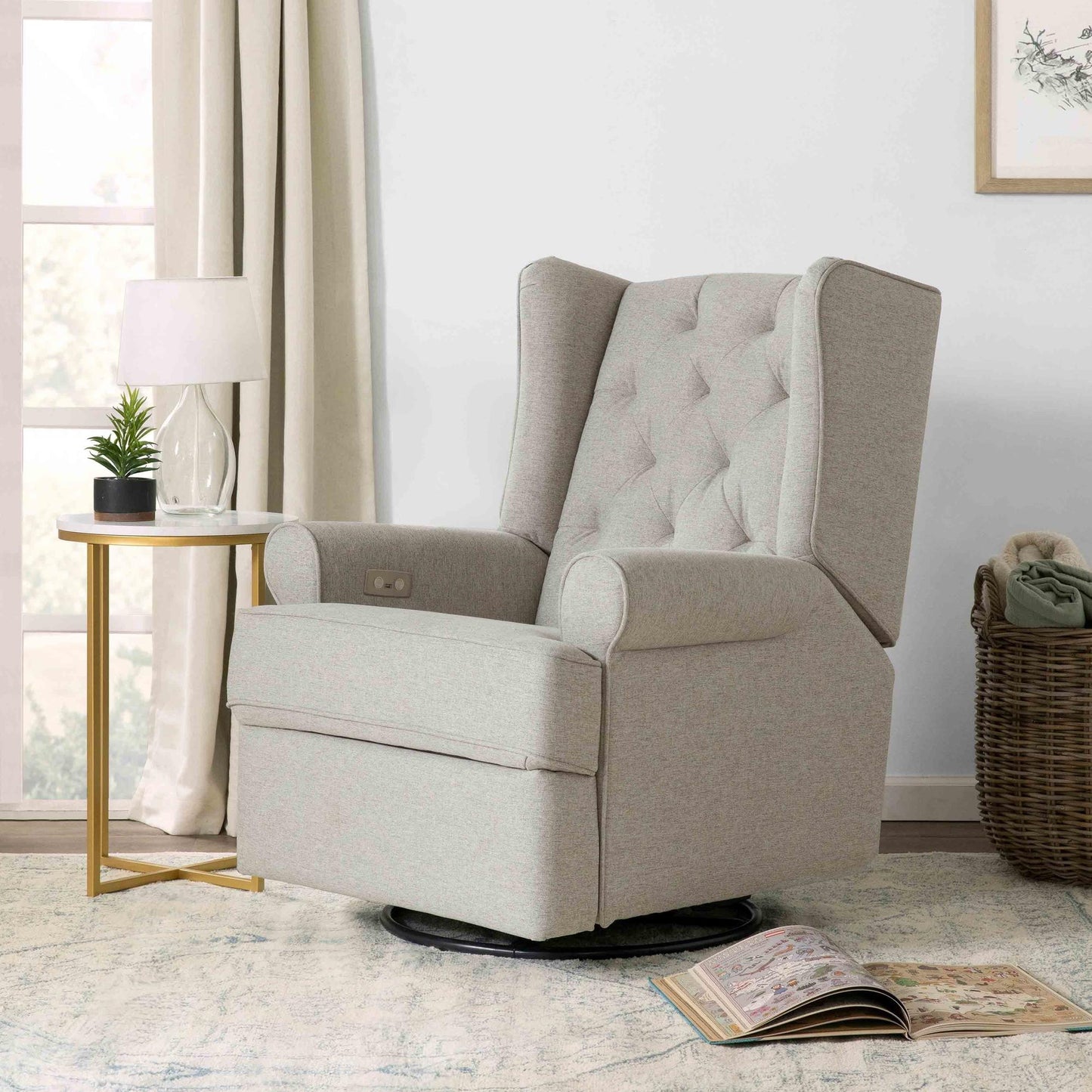 NamesakeNamesake Harbour Electronic Recliner and Swivel Glider in Eco-Performance Fabric with USB port | Water Repellent & Stain ResistantBabysupermarket