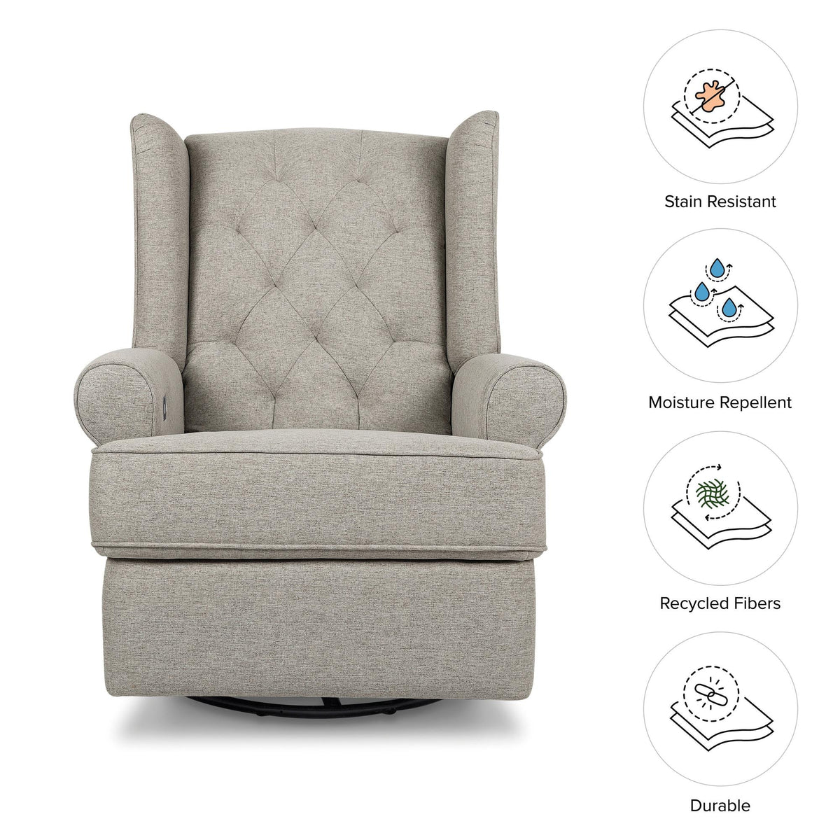 NamesakeNamesake Harbour Electronic Recliner and Swivel Glider in Eco-Performance Fabric with USB port | Water Repellent & Stain ResistantBabysupermarket