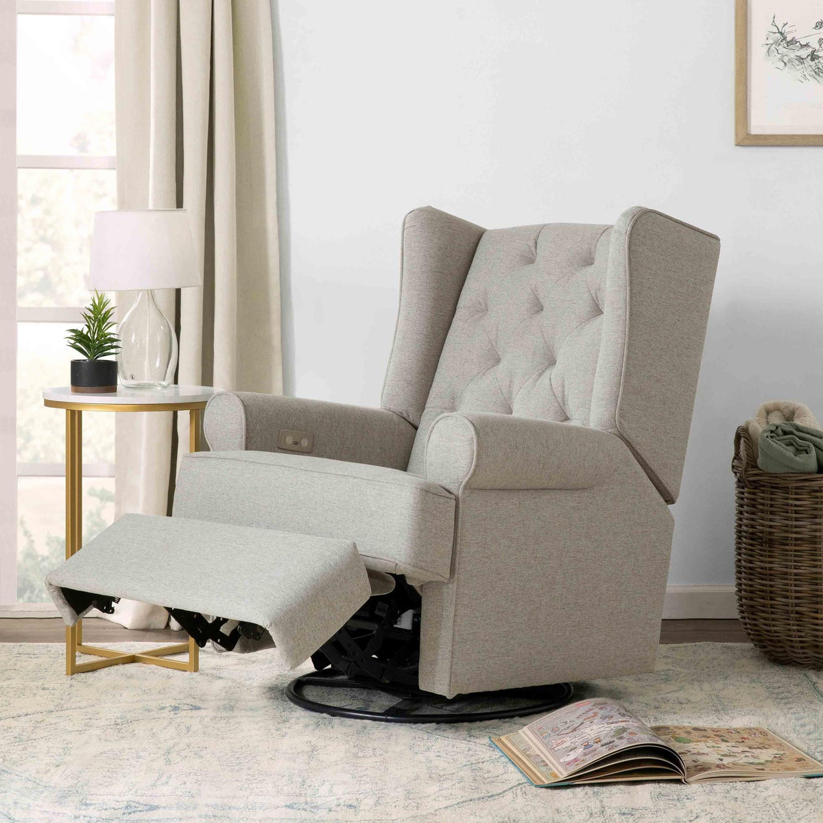 NamesakeNamesake Harbour Electronic Recliner and Swivel Glider in Eco-Performance Fabric with USB port | Water Repellent & Stain ResistantBabysupermarket
