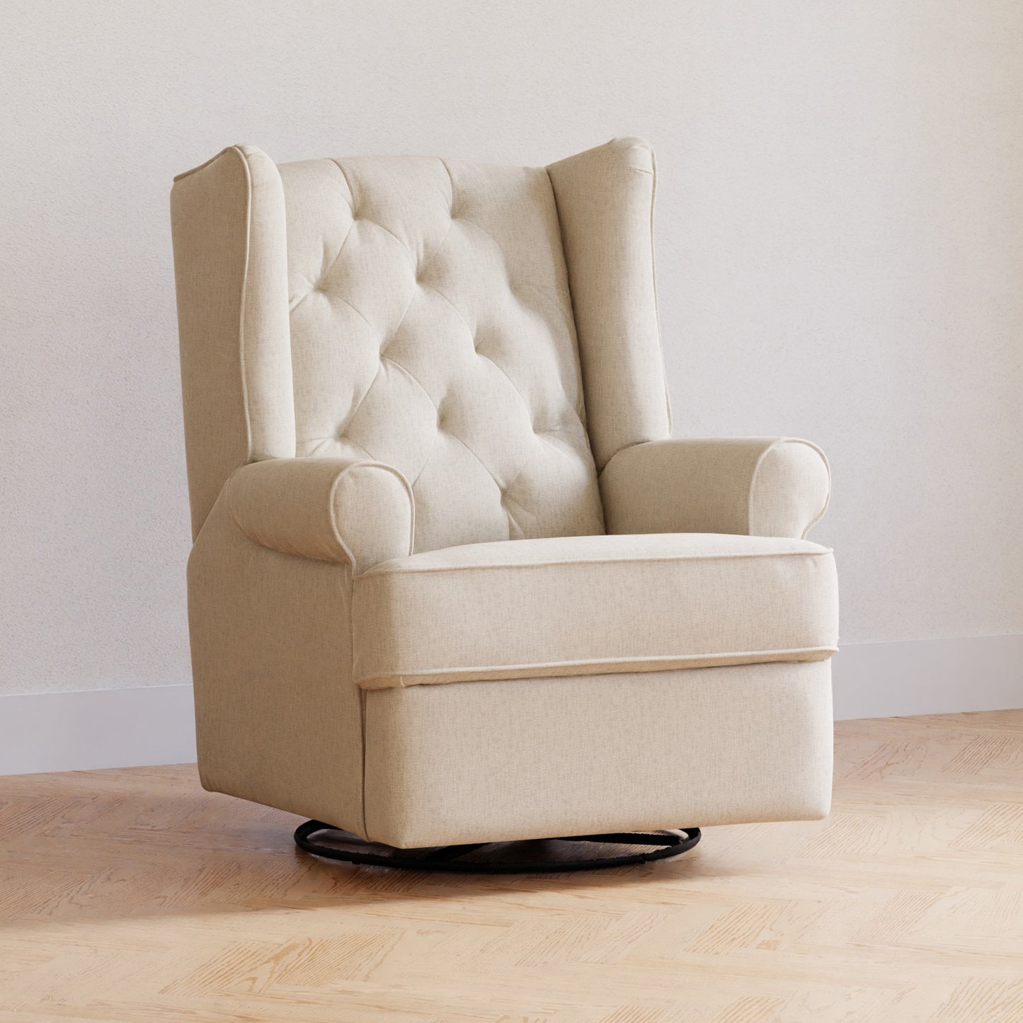 Namesake Gliders & Rockers Performance Cream Eco-Weave Namesake Harbour Electronic Recliner and Swivel Glider in Eco-Performance Fabric with USB port | Water Repellent & Stain Resistant