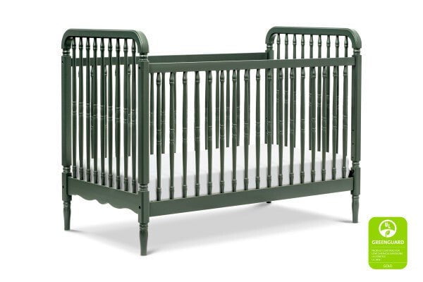 Namesake Liberty 3-in-1 Convertible Spindle Crib w/Toddler Bed Conversion Kit in Forest Green