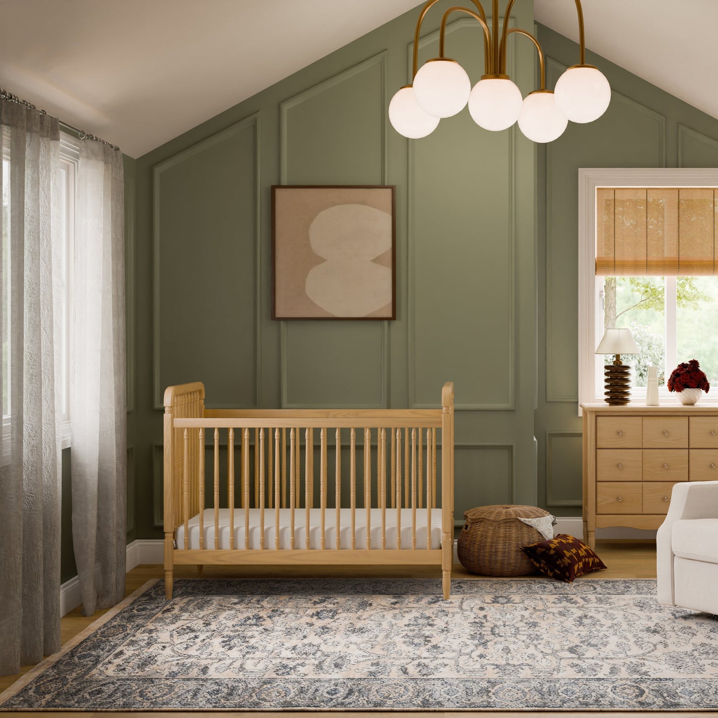 Namesake Cribs Namesake Liberty 3-in-1 Convertible Spindle Crib with Toddler Bed Conversion Kit