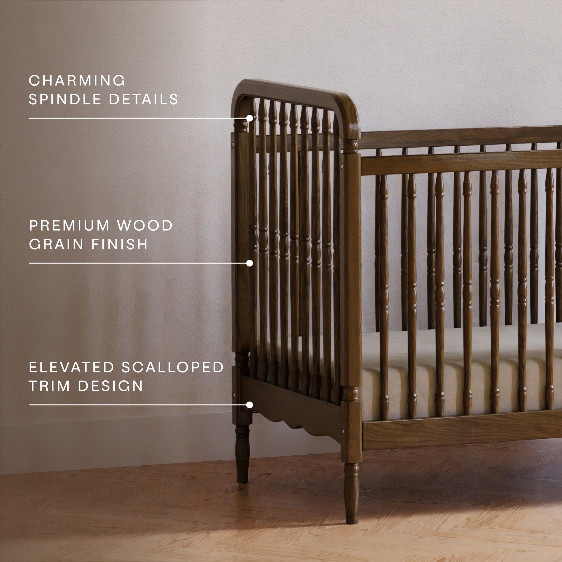 Namesake Cribs Namesake Liberty 3-in-1 Convertible Spindle Crib with Toddler Bed Conversion Kit