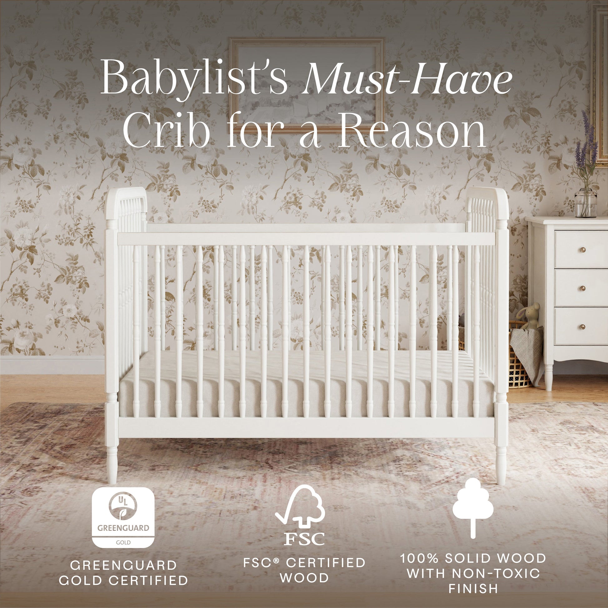 Namesake Cribs Namesake Liberty 3-in-1 Convertible Spindle Crib with Toddler Bed Conversion Kit