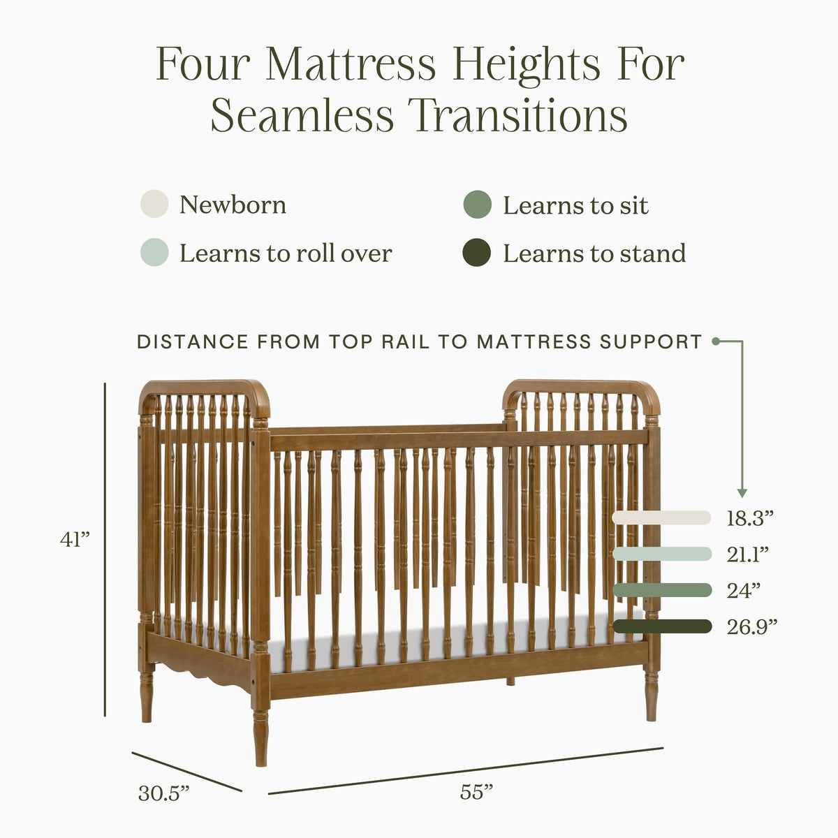 NamesakeNamesake Liberty 3-in-1 Convertible Spindle Crib with Toddler Bed Conversion KitBabysupermarket