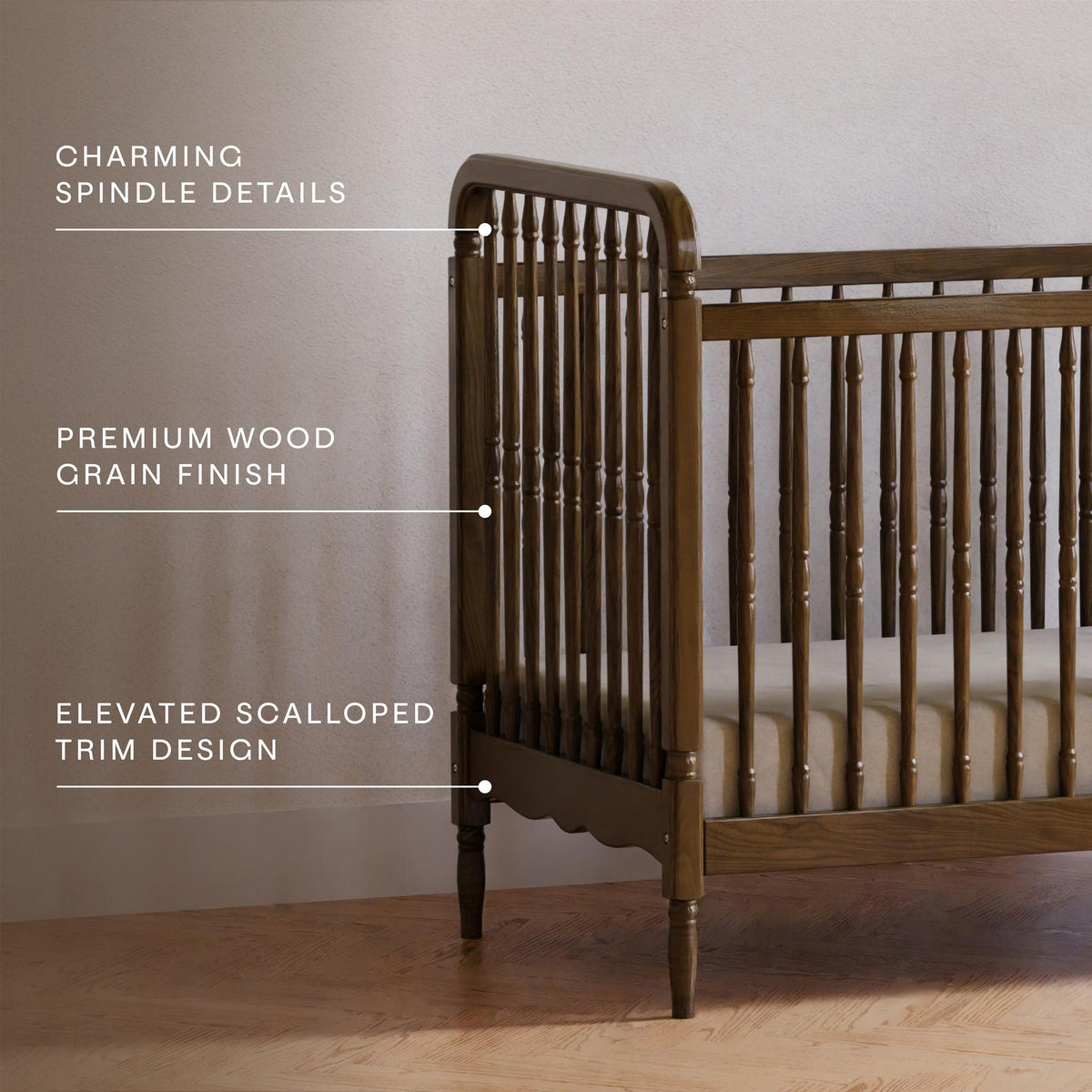 NamesakeNamesake Liberty 3-in-1 Convertible Spindle Crib with Toddler Bed Conversion KitBabysupermarket