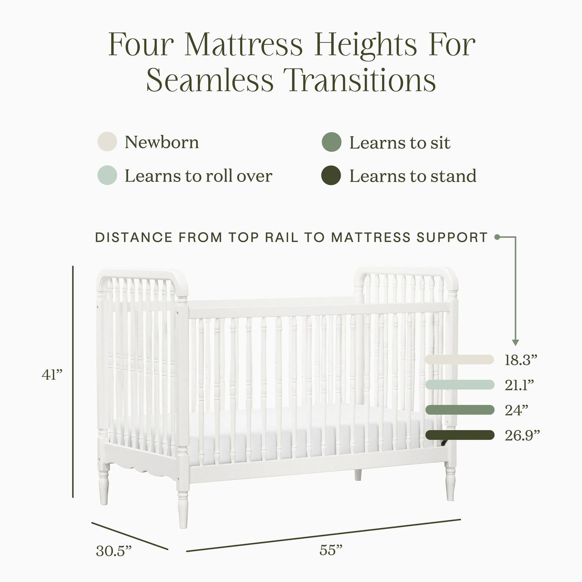 NamesakeNamesake Liberty 3-in-1 Convertible Spindle Crib with Toddler Bed Conversion KitBabysupermarket
