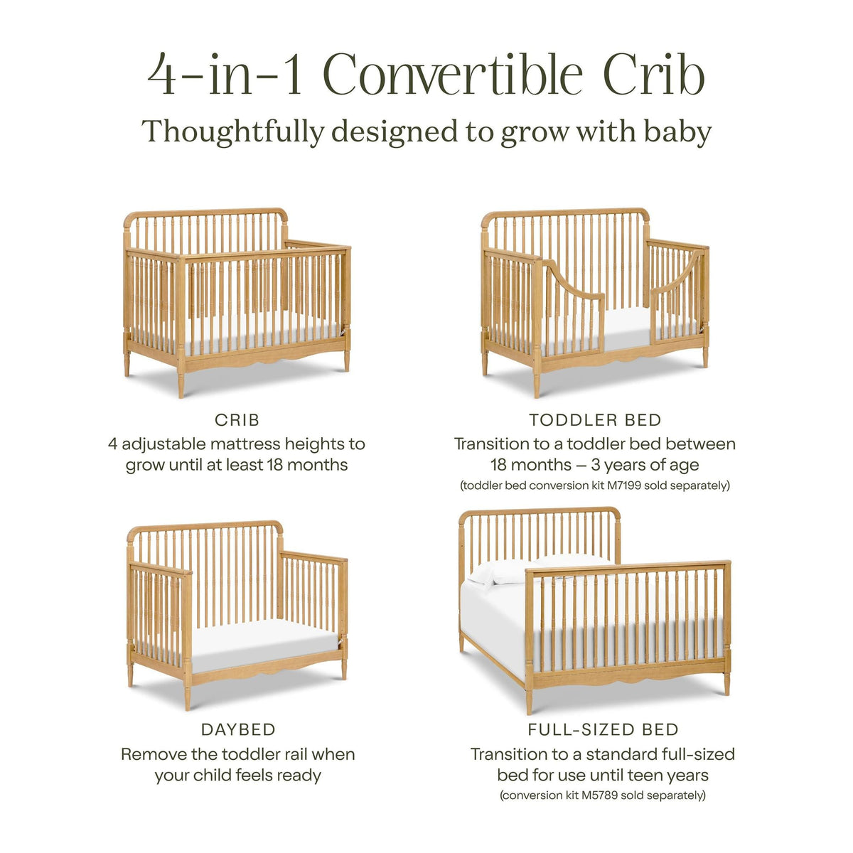 Namesake Cribs Namesake Liberty 4-in-1 Convertible Spindle Crib