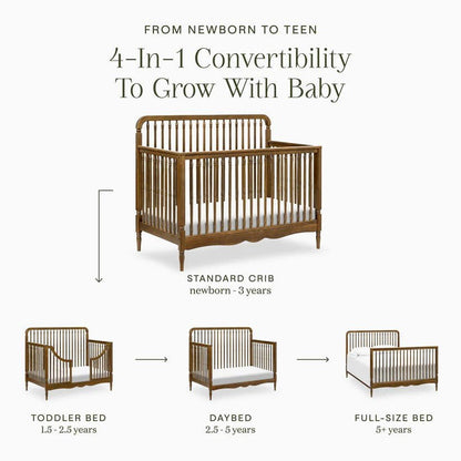 Namesake Liberty 4-in-1 Convertible Spindle Crib in Natural Walnut