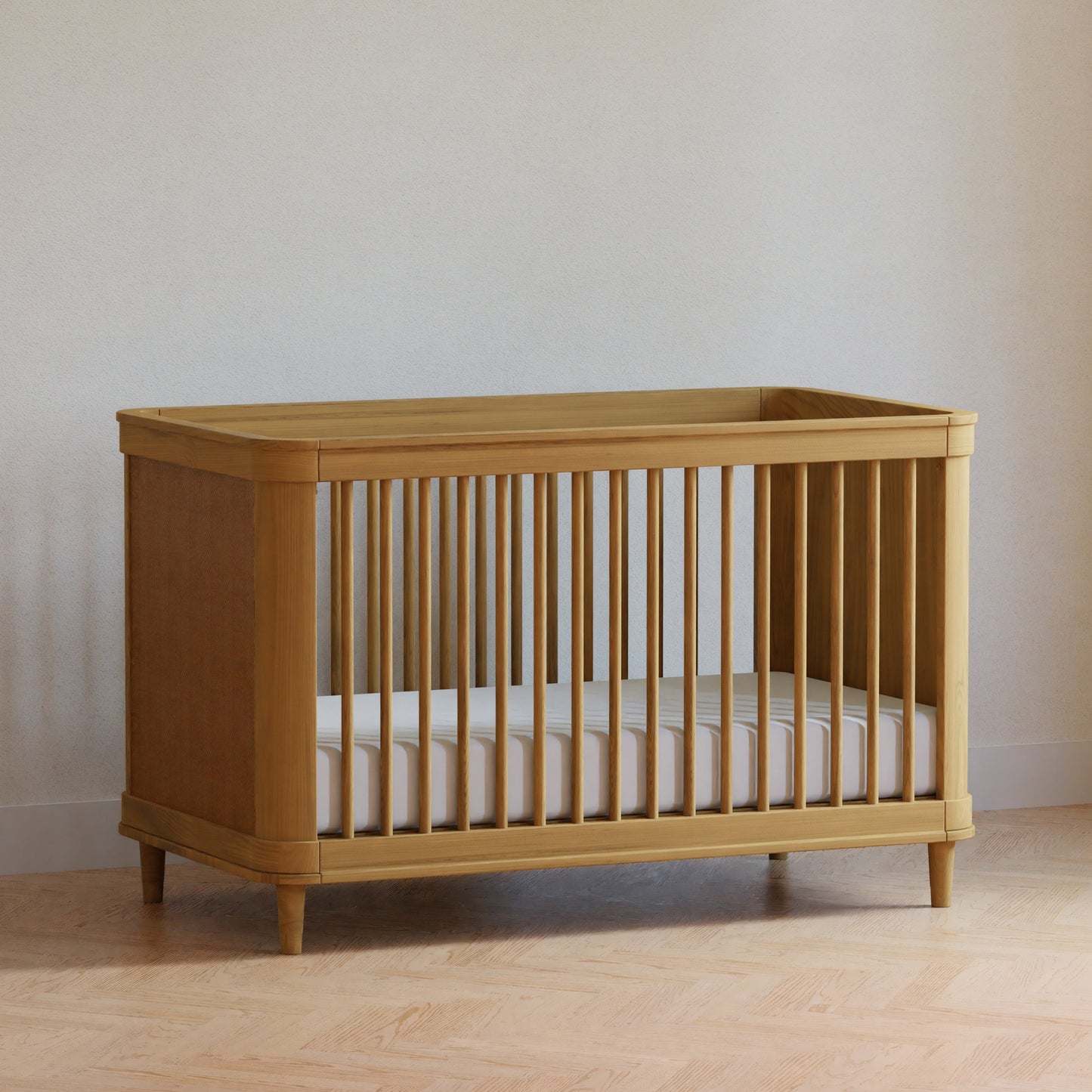 Namesake Cribs Honey/Honey Cane Namesake Marin with Cane 3-in-1 Convertible Crib