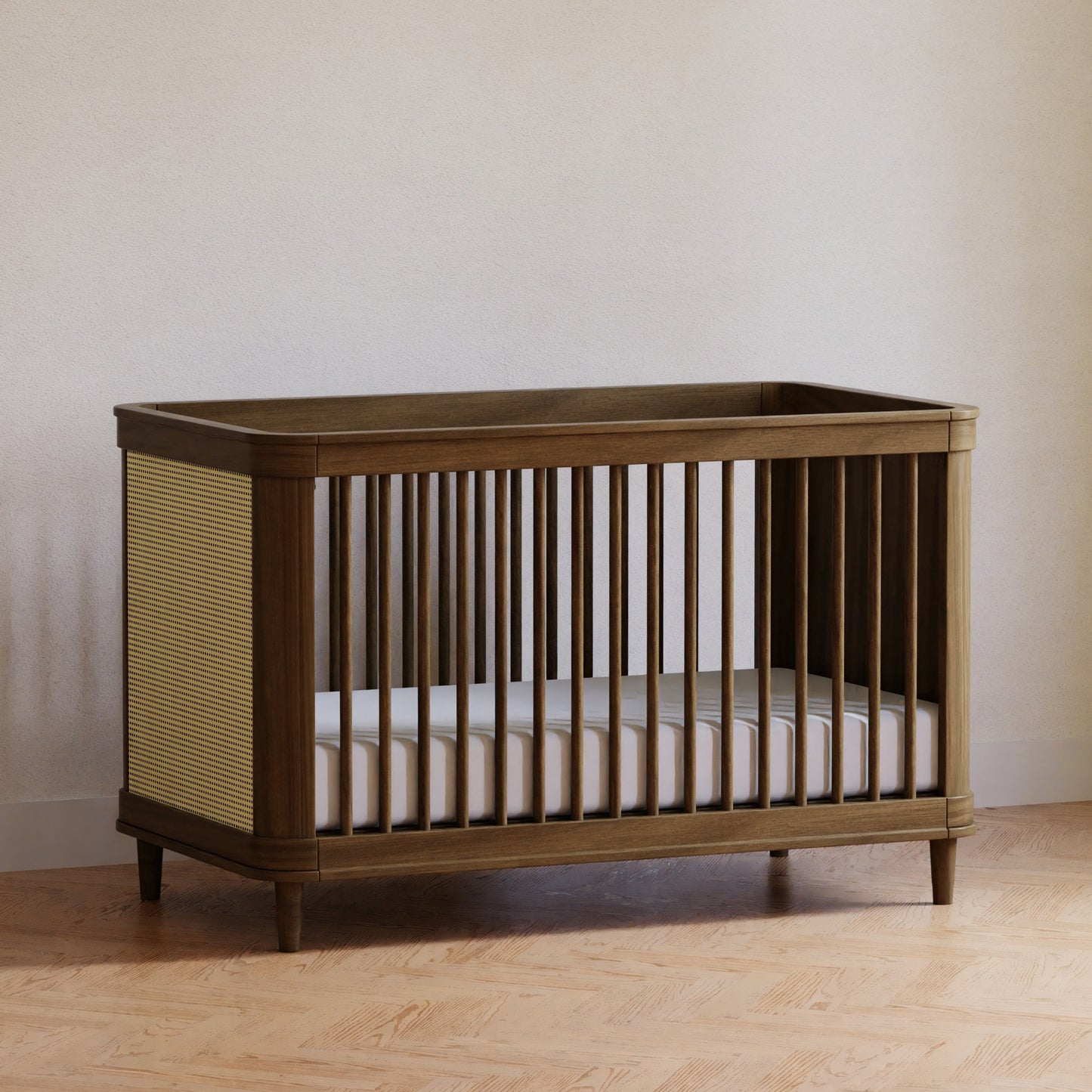 Namesake Cribs Natural Walnut/Blonde Cane Namesake Marin with Cane 3-in-1 Convertible Crib