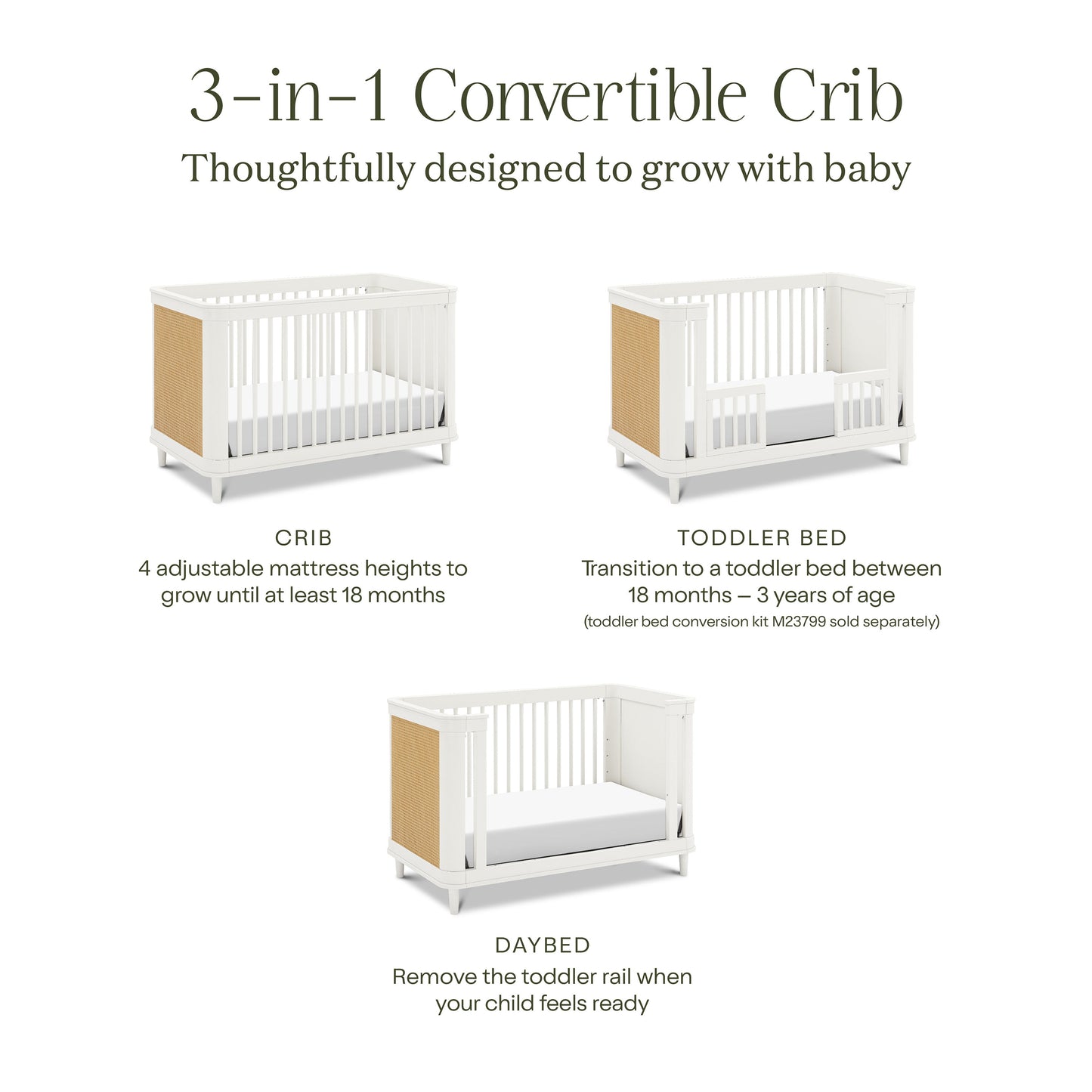 NamesakeNamesake Marin with Cane 3-in-1 Convertible CribBabysupermarket