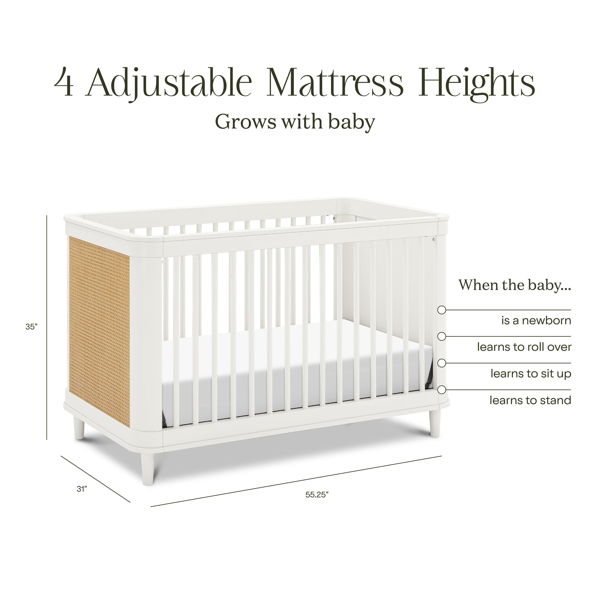 NamesakeNamesake Marin with Cane 3-in-1 Convertible CribBabysupermarket
