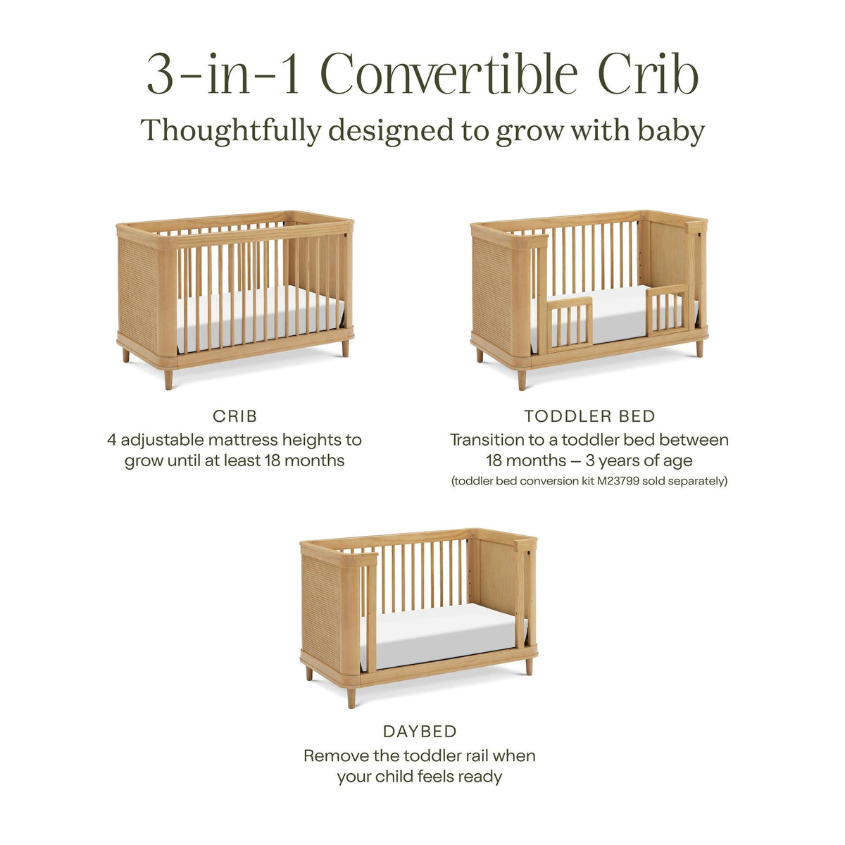 NamesakeNamesake Marin with Cane 3-in-1 Convertible CribBabysupermarket