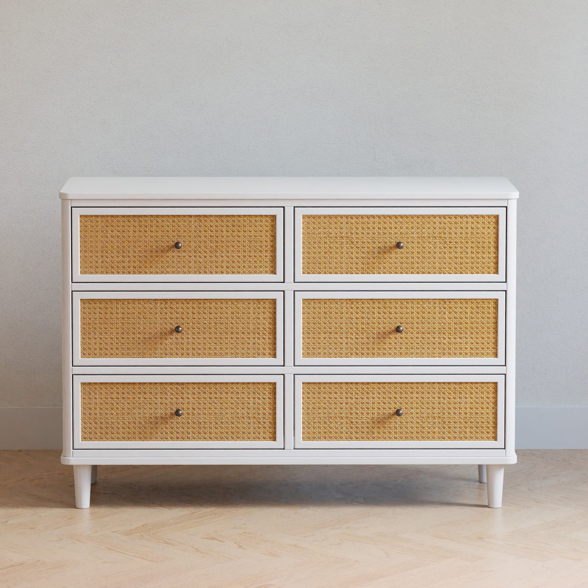 Namesake Dressers Warm White/Honey Cane Namesake Marin with Cane 6-Drawer Dresser