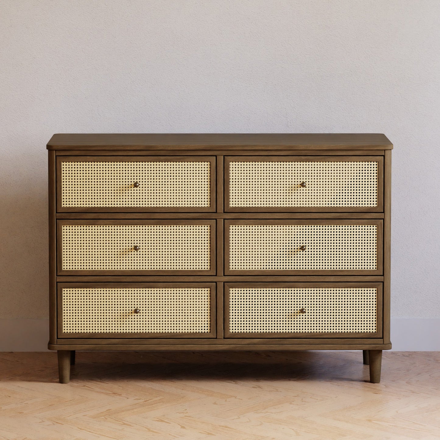 Namesake Dressers Natural Walnut/Blonde Cane Namesake Marin with Cane 6-Drawer Dresser