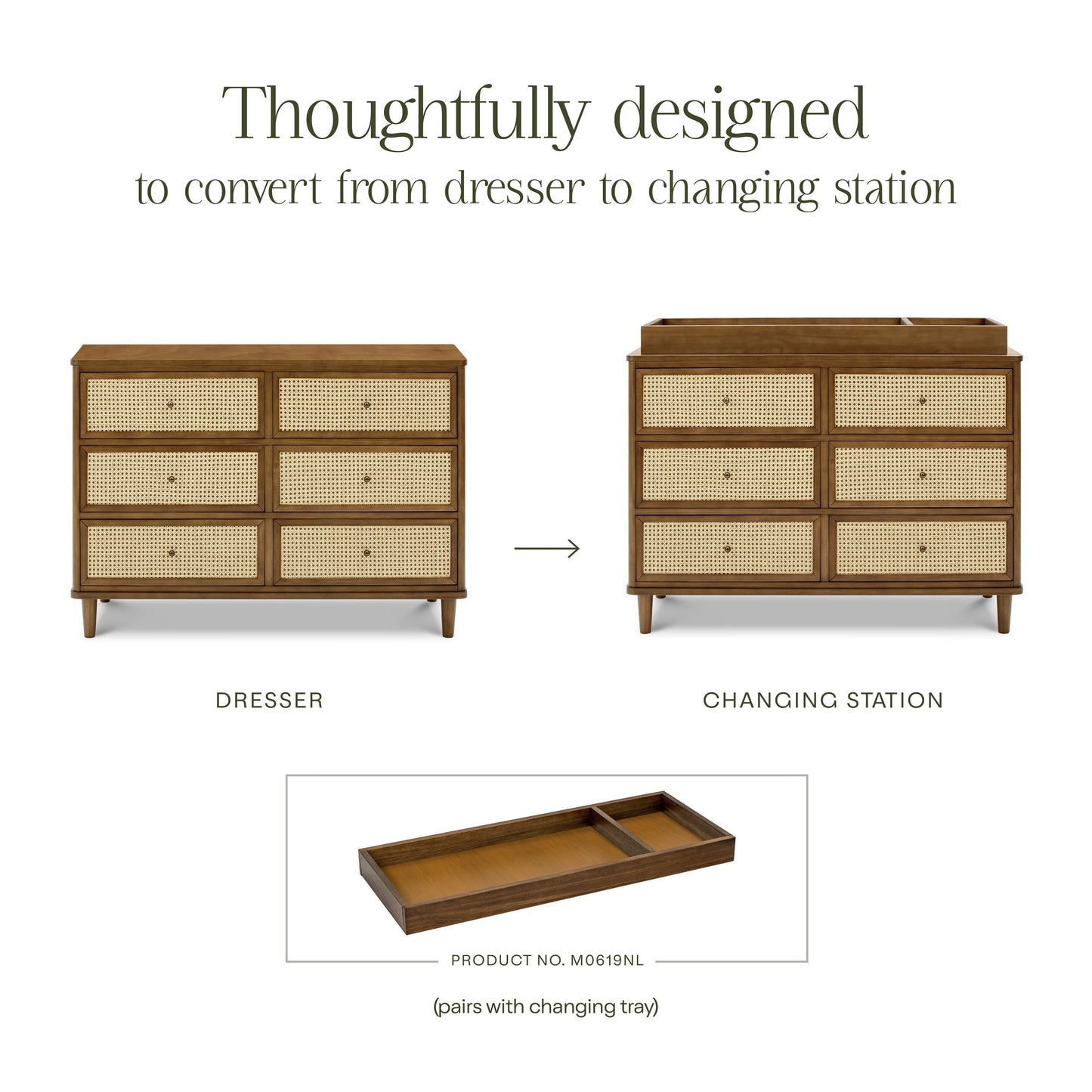 Namesake Dressers Namesake Marin with Cane 6-Drawer Dresser