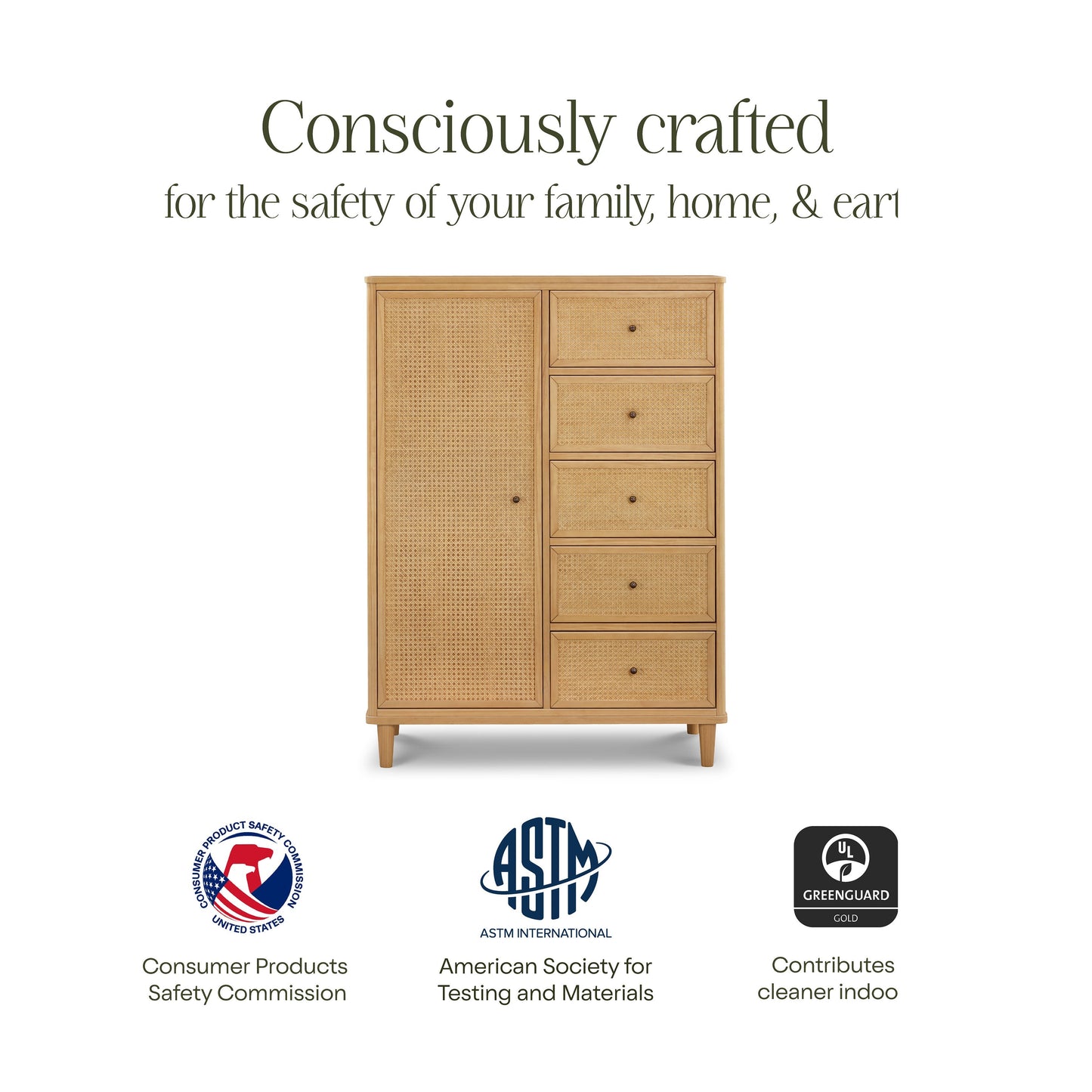 Namesake Dressers Honey/Honey Cane Namesake Marin with Cane Chifforobe