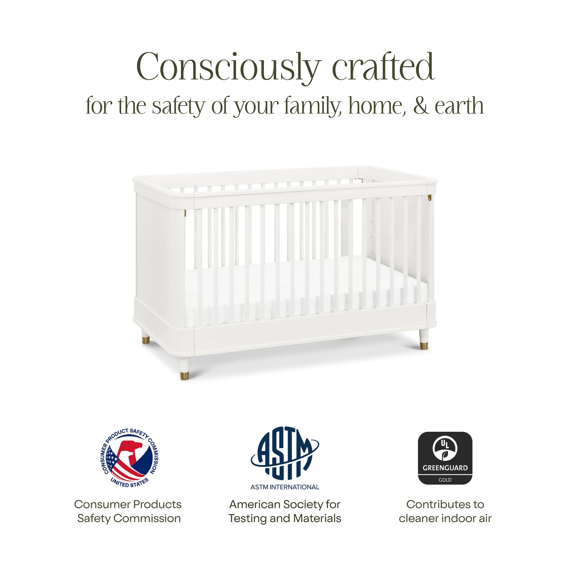 Namesake Cribs Warm White Namesake Tanner 3-in-1 Convertible Crib
