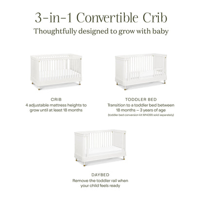 Namesake Cribs Warm White Namesake Tanner 3-in-1 Convertible Crib
