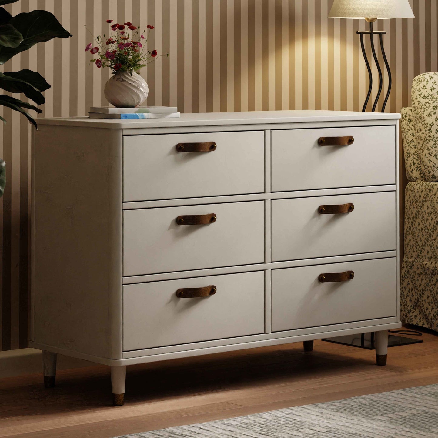 Namesake Dressers Warm White Namesake Tanner 6-Drawer Dresser