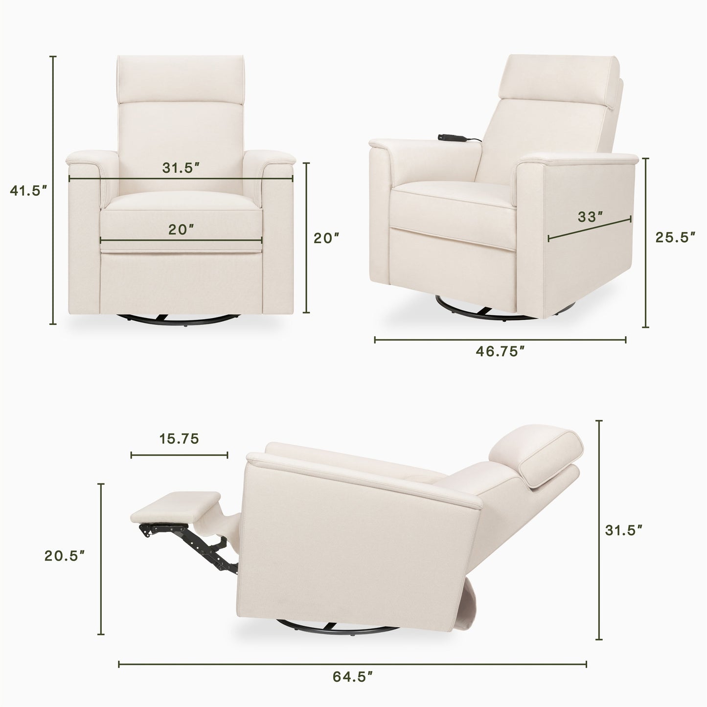 NamesakeNamesake Willa Deluxe Power Recliner and Swivel Glider with Heat & MassageBabysupermarket