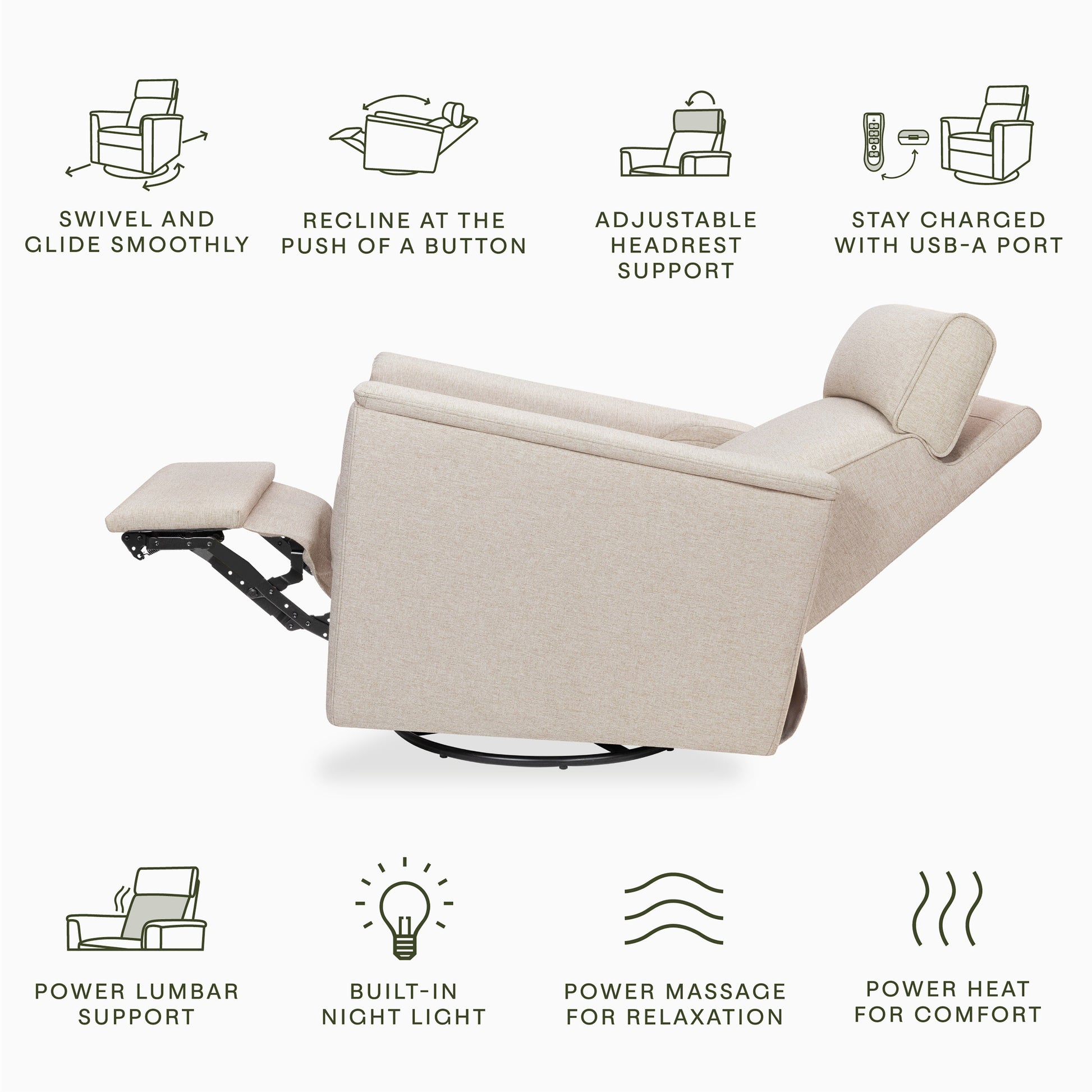 NamesakeNamesake Willa Deluxe Power Recliner and Swivel Glider with Heat & MassageBabysupermarket