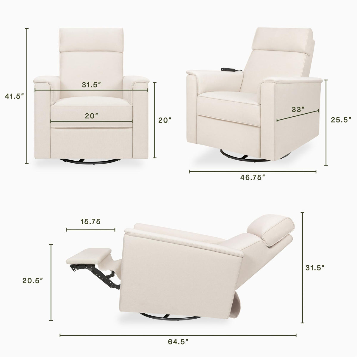 NamesakeNamesake Willa Deluxe Power Recliner and Swivel Glider with Heat & MassageBabysupermarket