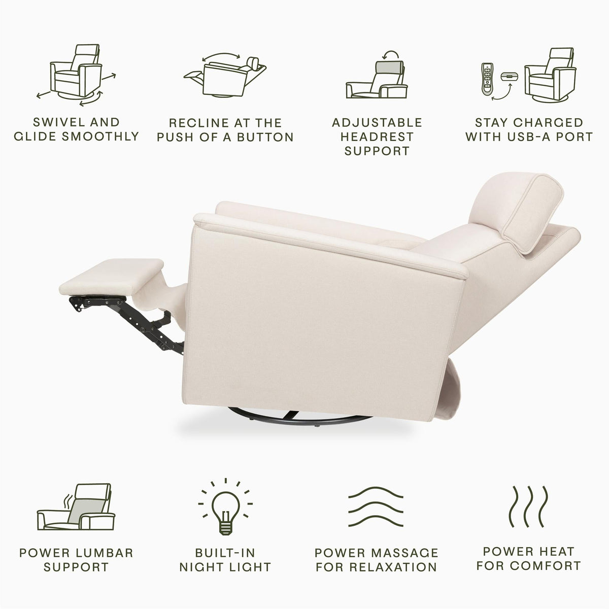 NamesakeNamesake Willa Deluxe Power Recliner and Swivel Glider with Heat & MassageBabysupermarket