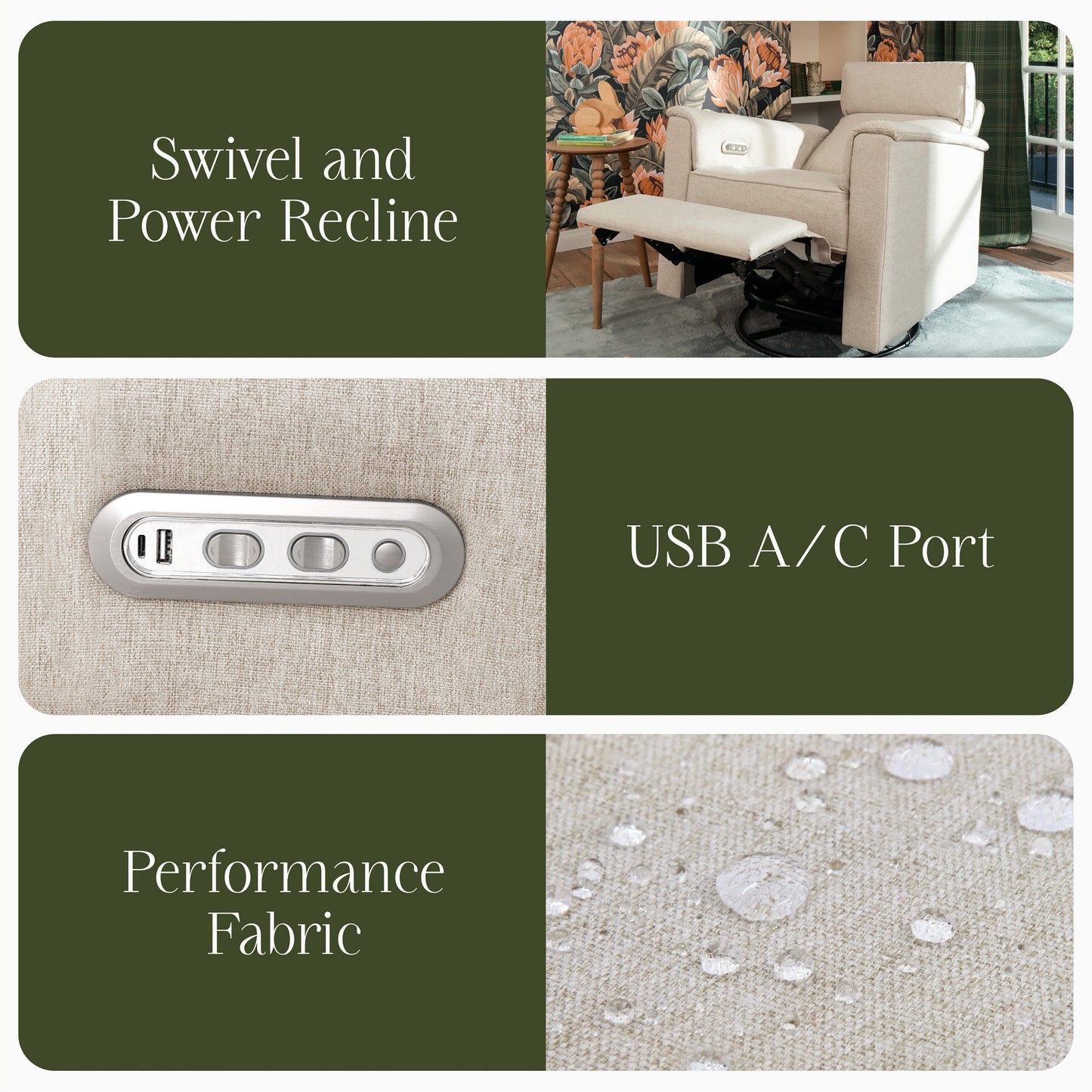 Namesake Gliders & Rockers Namesake Willa Plus Power Glider Recliner + Power Headrest