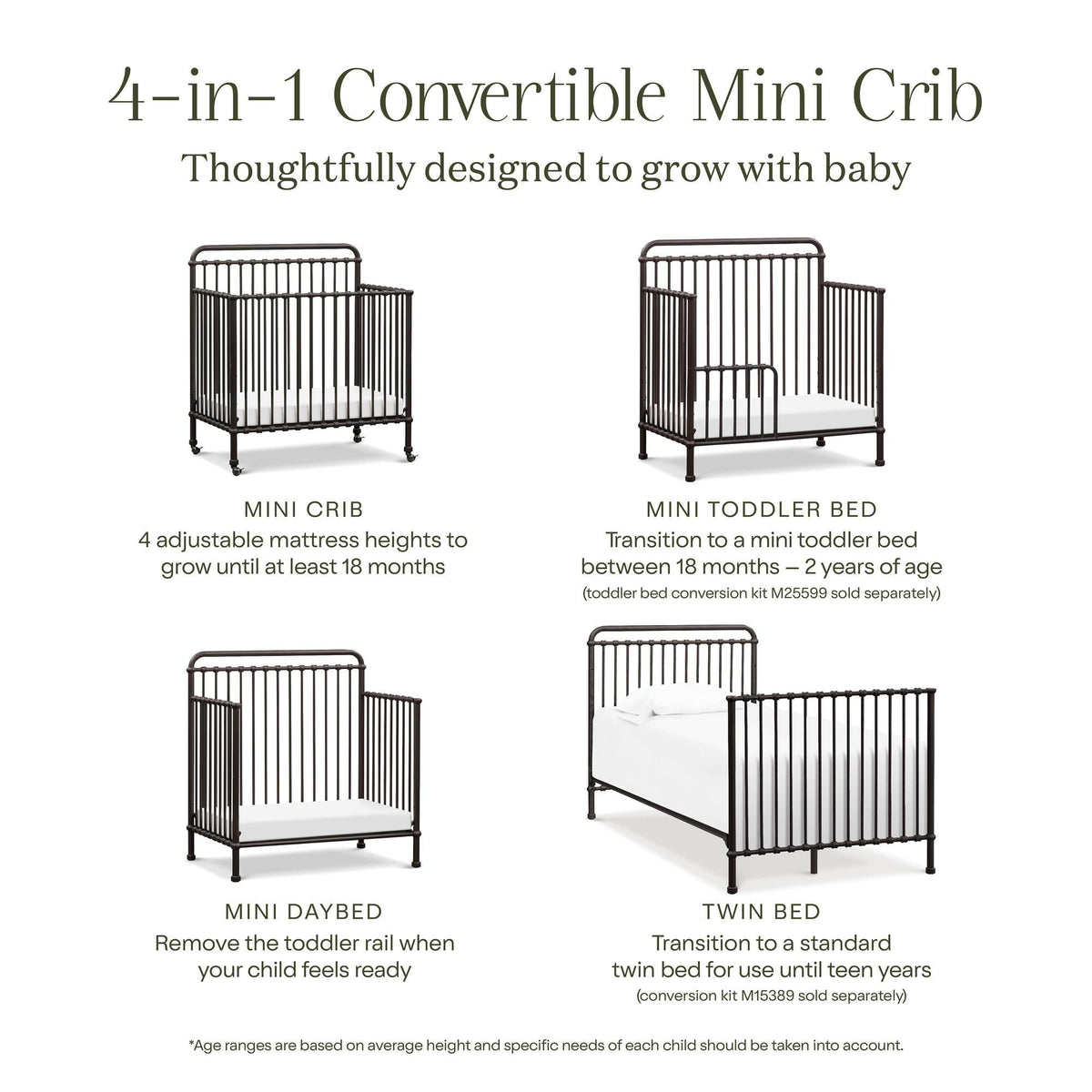NamesakeNamesake Winston 4-in-1 Convertible Mini CribBabysupermarket