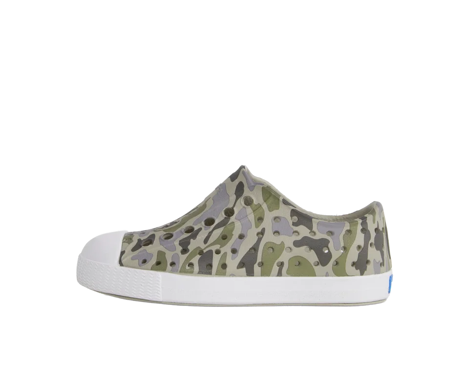 Native Shoes - Jefferson Print Kids - Silk Grey/Shell White/Vetiver Camo