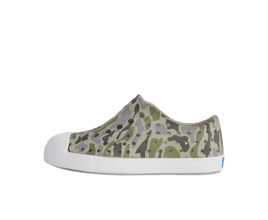 Native Shoes - Jefferson Print Kids - Silk Grey/Shell White/Vetiver Camo