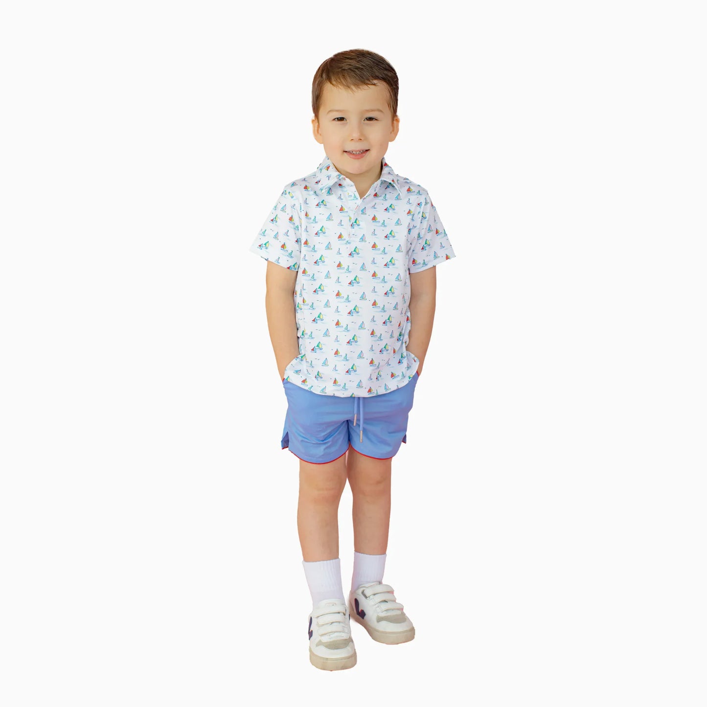 Nella June Boys Shirts Nella June Boys Sailboats Performance Polo