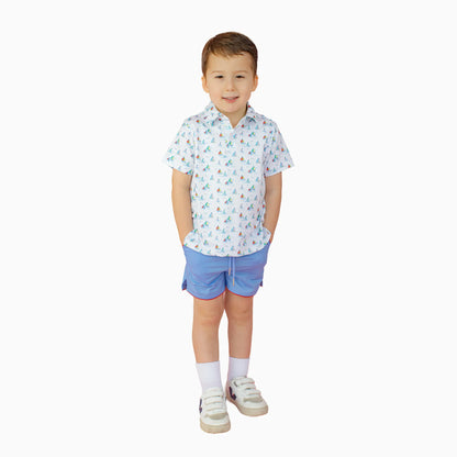 Nella June Boys Shirts Nella June Boys Sailboats Performance Polo