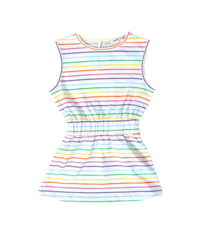 Nella June Girls Dresses Rainbow Heart / 5 Nella June Girls Rainbow Heart Stripe Knit Tennis Dress