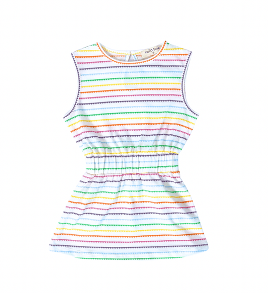 Nella JuneNella June Girls Rainbow Heart Stripe Knit Tennis DressBabysupermarket