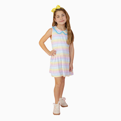Nella June Girls Dresses Nella June Girls Rainbow Heart Stripe Performance Tennis Dress
