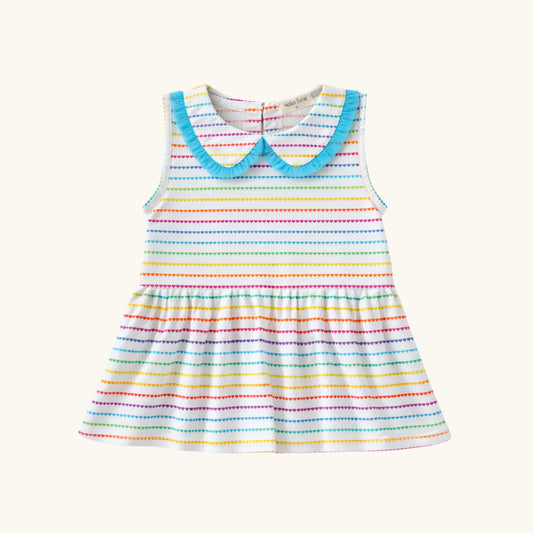 Nella JuneNella June Girls Rainbow Heart Stripe Performance Tennis DressBabysupermarket